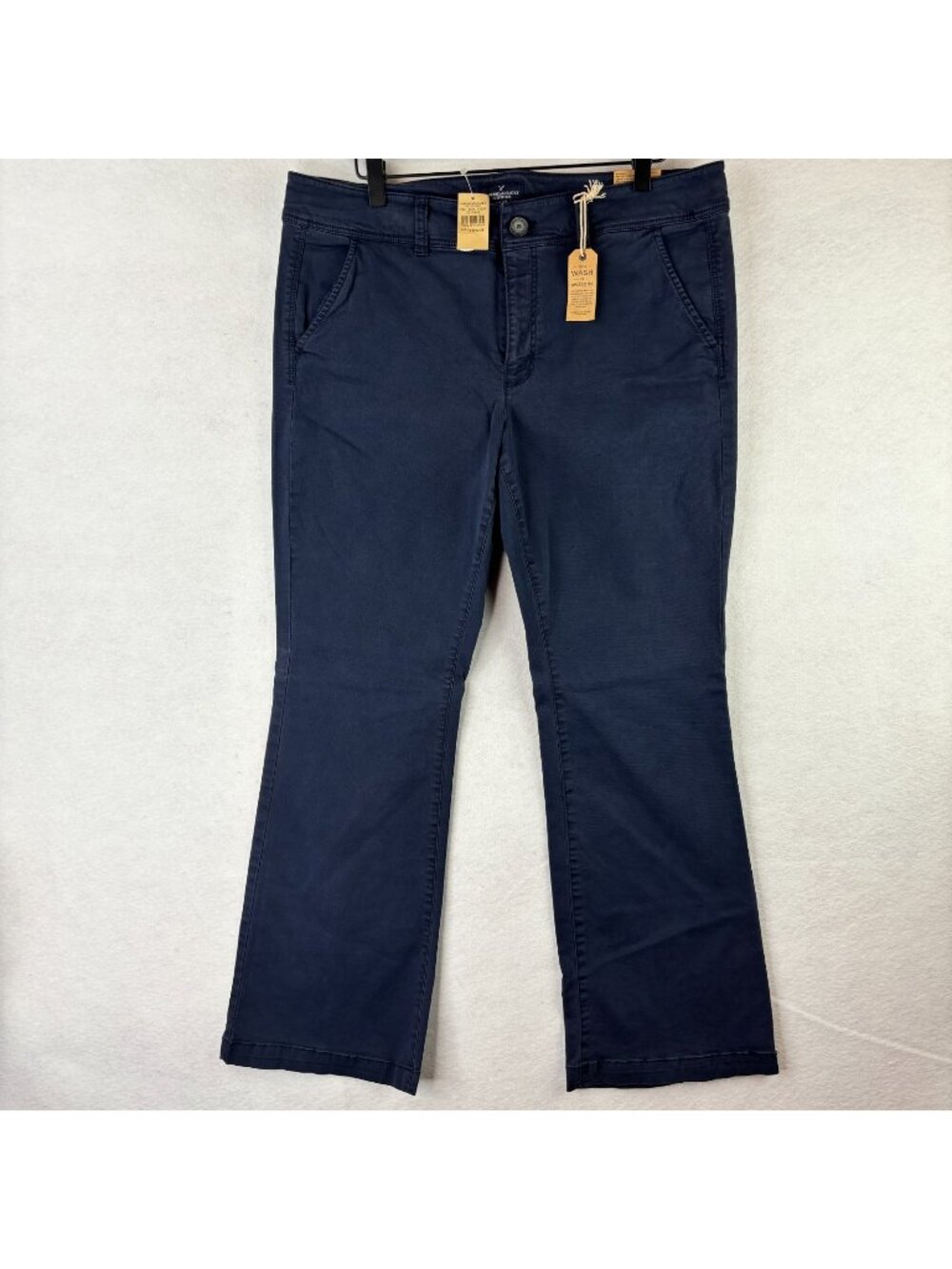 American Eagle Stretch KickBoot Khaki Womens Sz 16 Short Blue Pants NWT